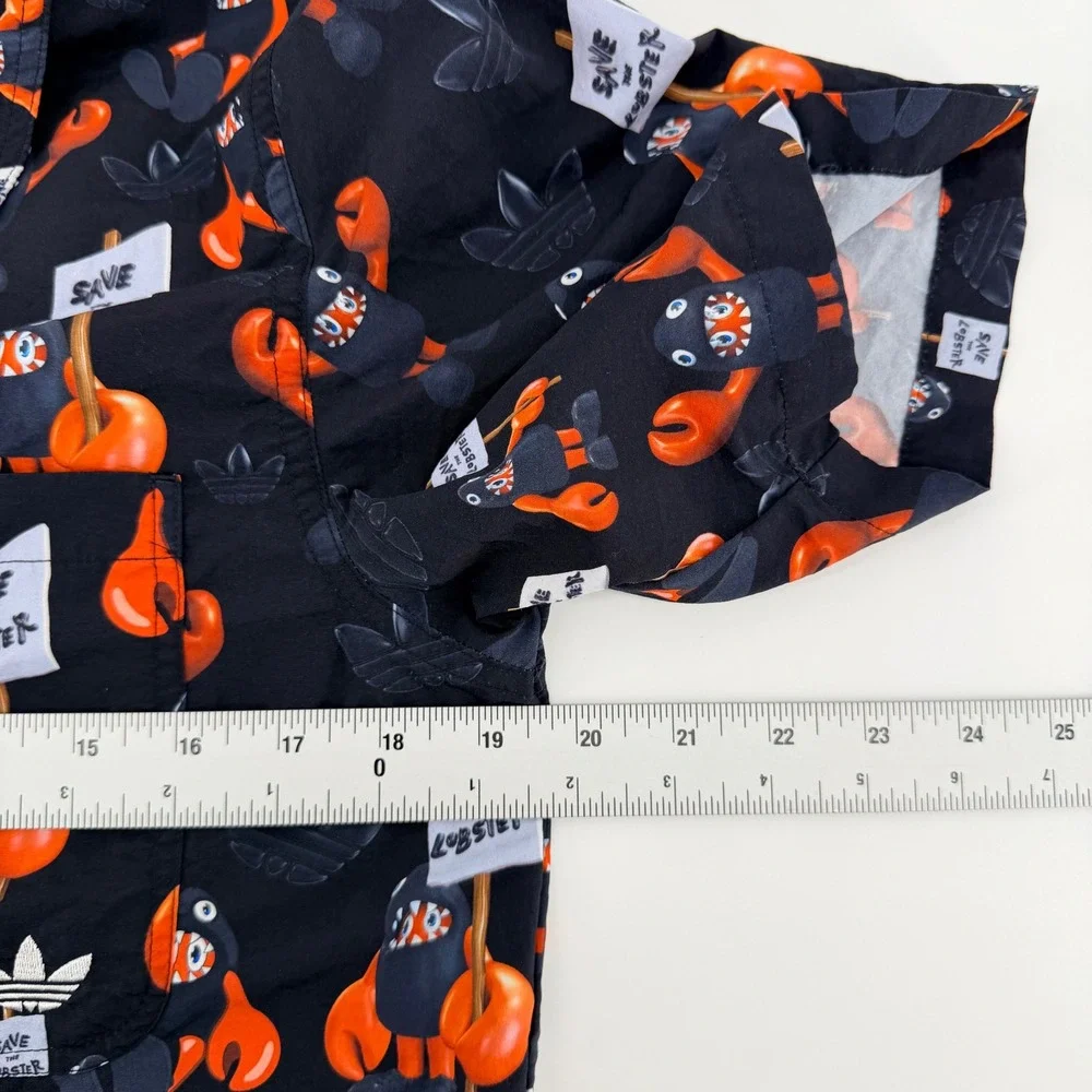 Adidas Philip Colbert‎ Save the Lobster Button Up Shirt Graphic Pop Art XS Black